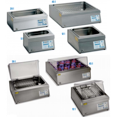 PRECISDIG típusú 20 literes, digitális laboratóriumi vízfürdő, környezeti hőmérséklet +5°C - 200°C